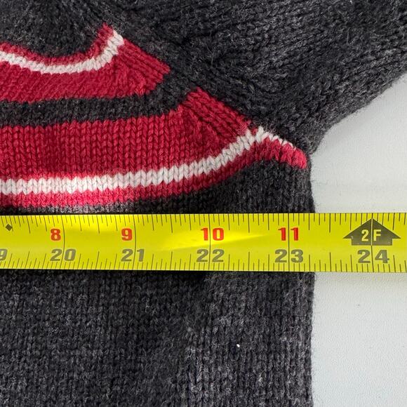 Vintage Old Navy Sweater Lambswool Blend XL Crewneck Striped Y2K Mens Gray - Picture 7 of 8